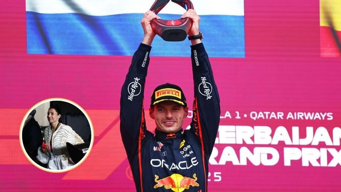 Max Verstappen's mother Sophie Kumpen drops one-word reaction to the Red Bull driver winning the F1 Azerbaijan GP