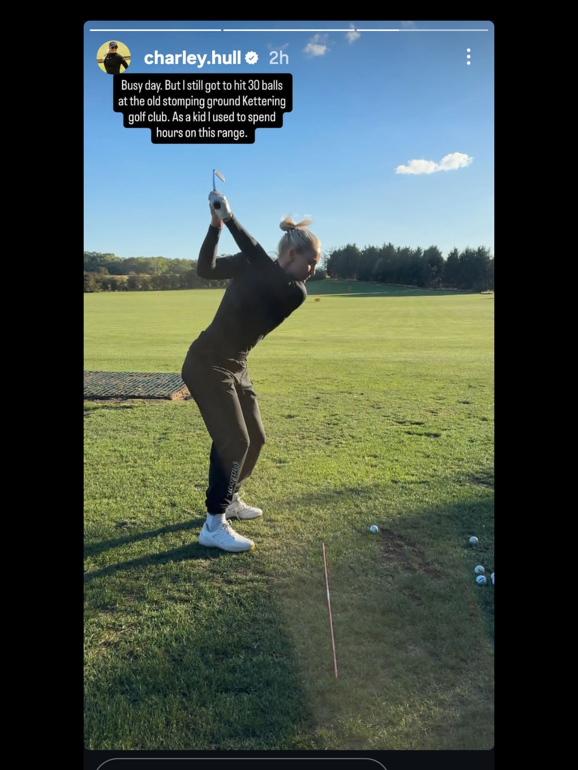 Screenshot from Hull&#039;s Instagram story / Source: @charley.hull on IG