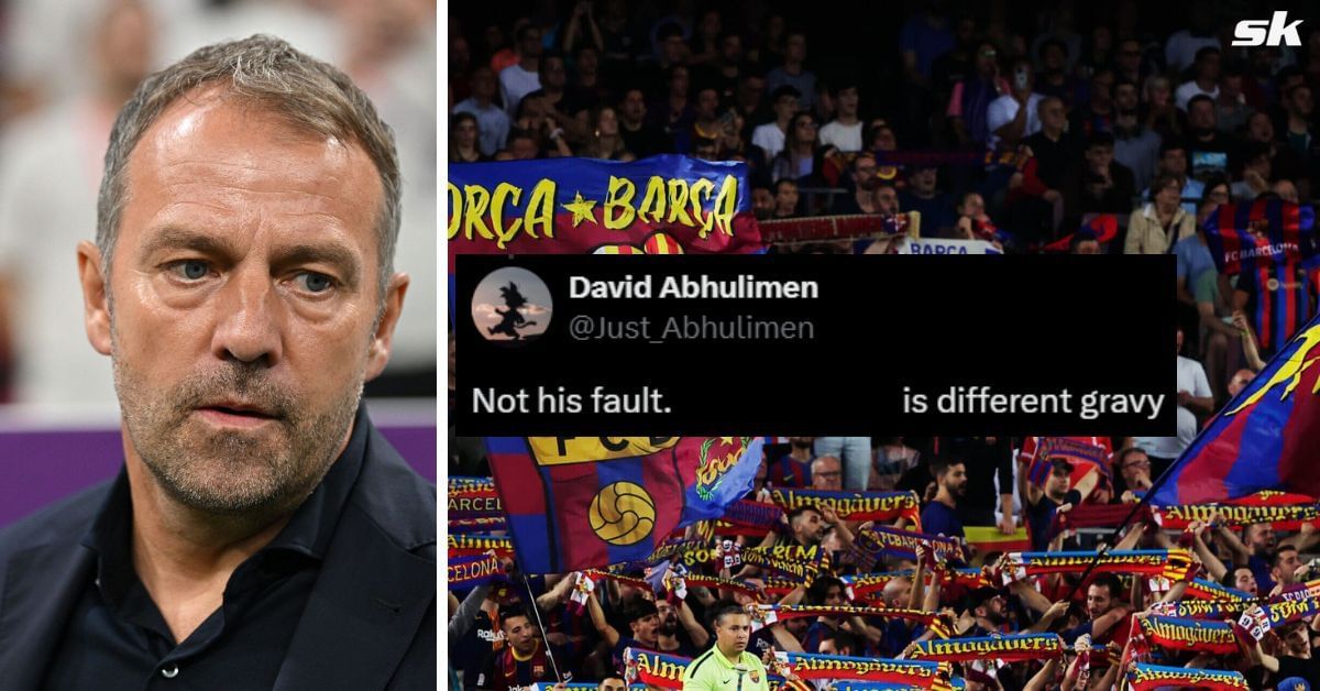 Hansi Flick and Barcelona fans (All images sourced from Getty and X/@Just_Abhulimen)