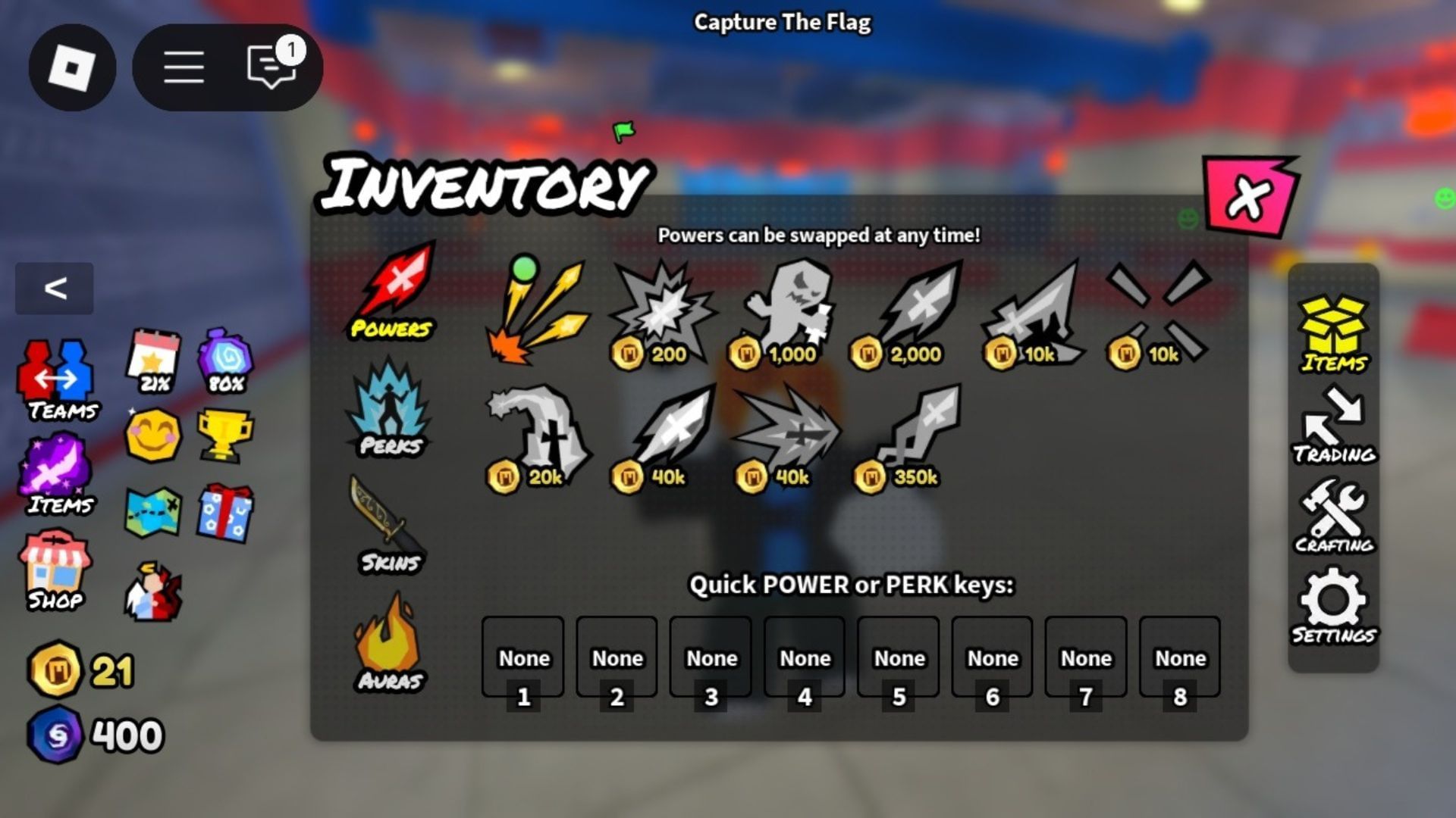 Sharp game&#039;s inventory (Image via Roblox)