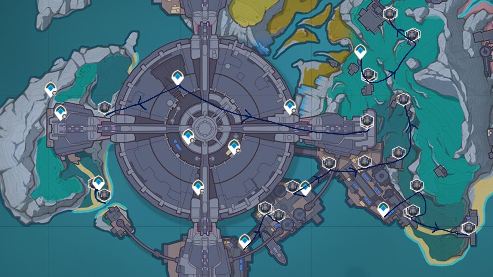 Farming route 2 for the Landcruiser enemies in Paha Isle (Image via Sportskeeda Gaming || HoYoverse)