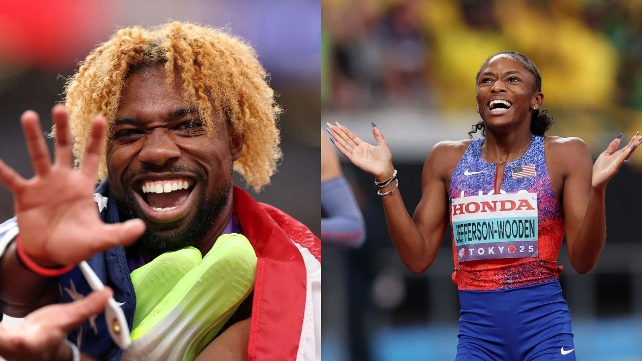 Noah Lyles and Melissa Jefferson-Wooden on the seventh day of World Athletics Championships 2025 (Image via: Both Getty)