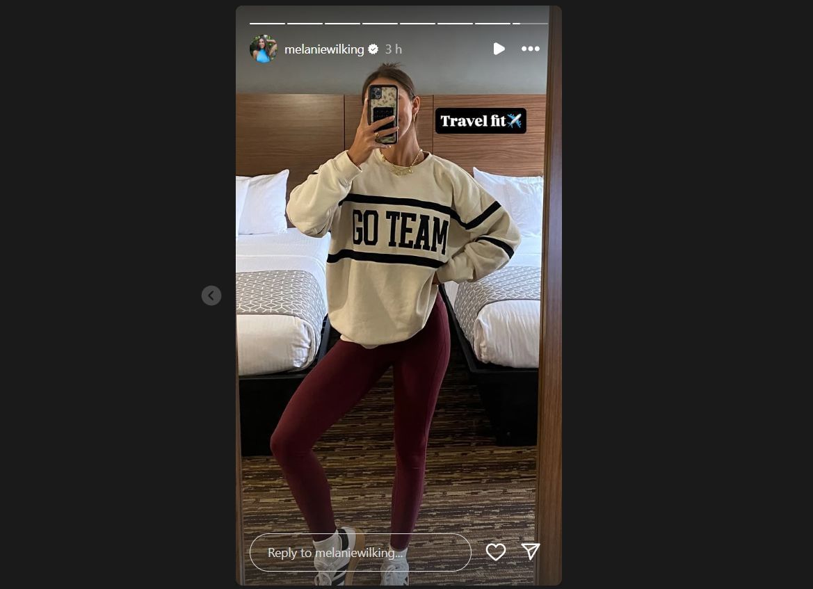 @melaniewilking&#039;s Instagram story as she readies for Austin Ekeler&#039;s game