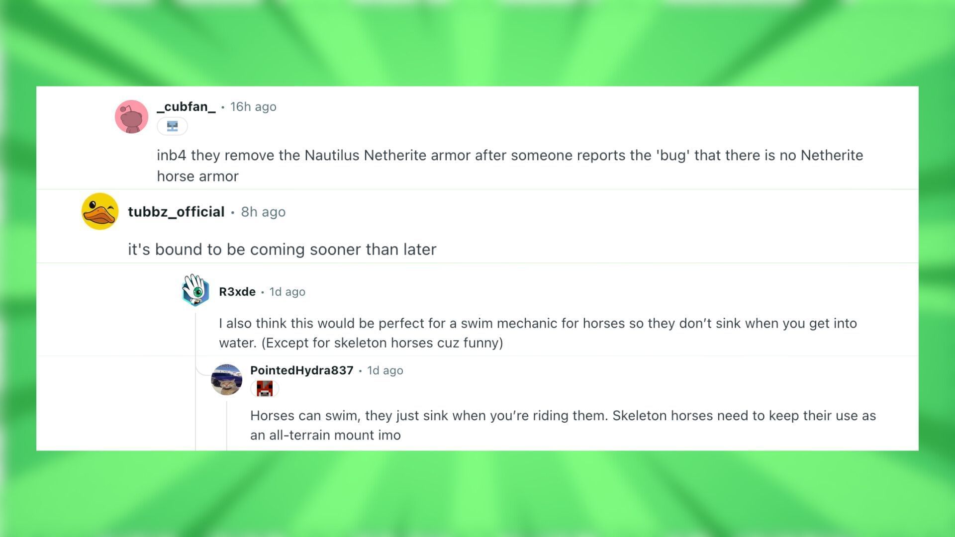Redditors discuss the possibility of a netherite horse armor coming to Minecraft (Image via Reddit)