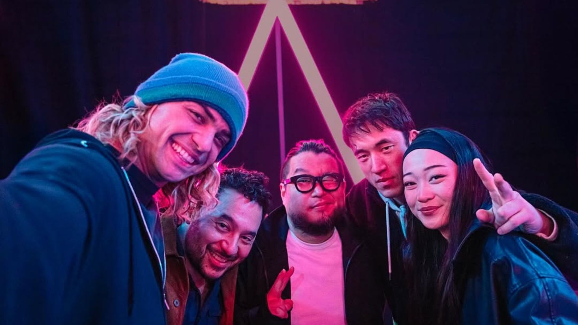 The Street Fighter cast members posing with director Kitao Sakurai during production in Australia.