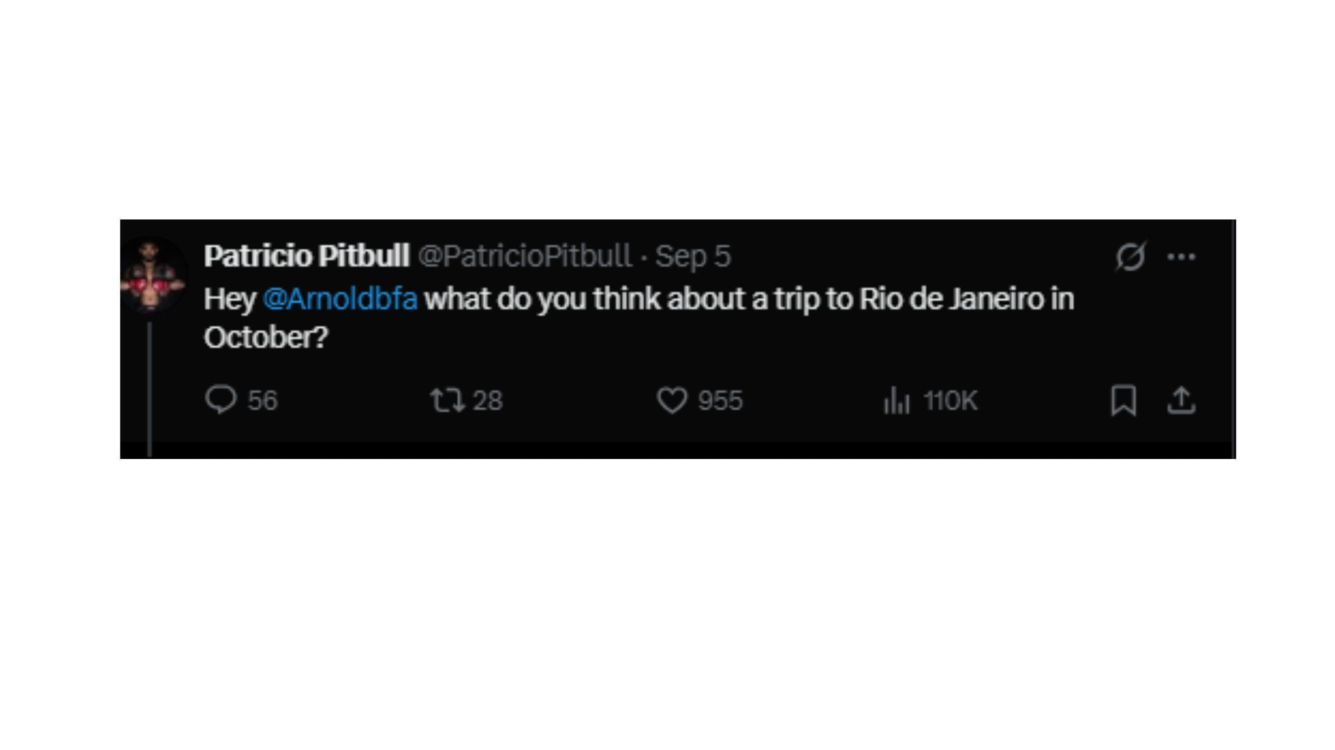 Pitbull&#039;s comment. [Screenshot courtesy: @PatricioPitbull on X]