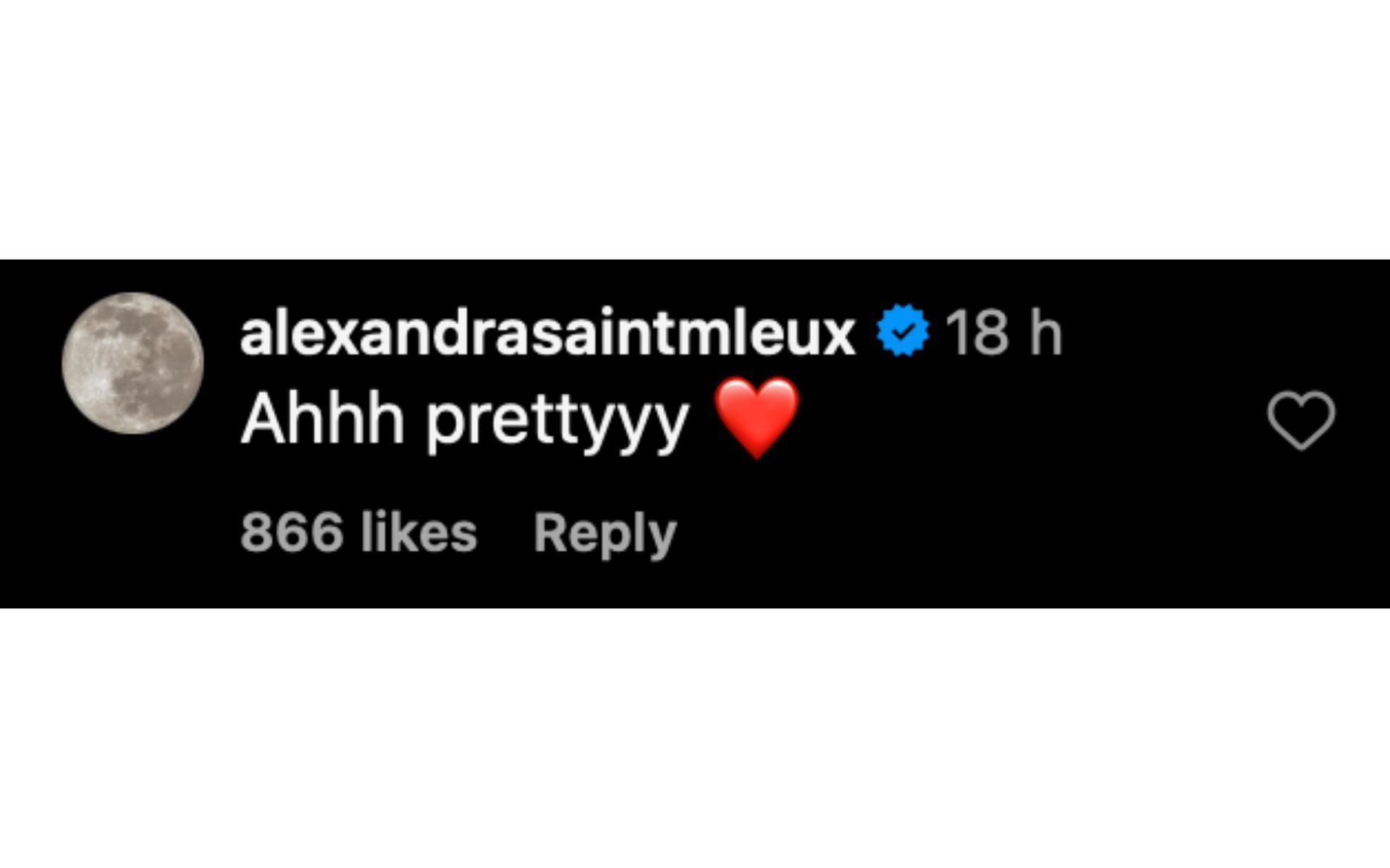 Alexandra Saint Mleux&#039;s comment on Rebecca Donaldson&#039;s Instagram post | Source: Instagram