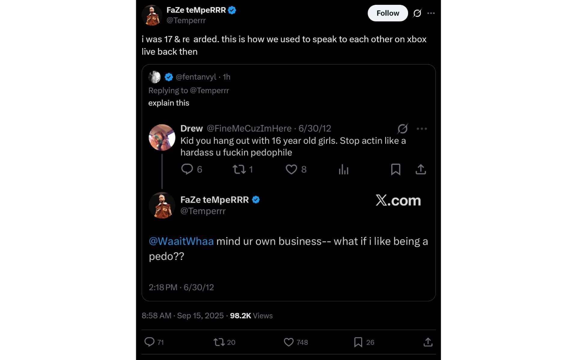 Temperrr&#039;s X post (Image via x.com/Temperrr)