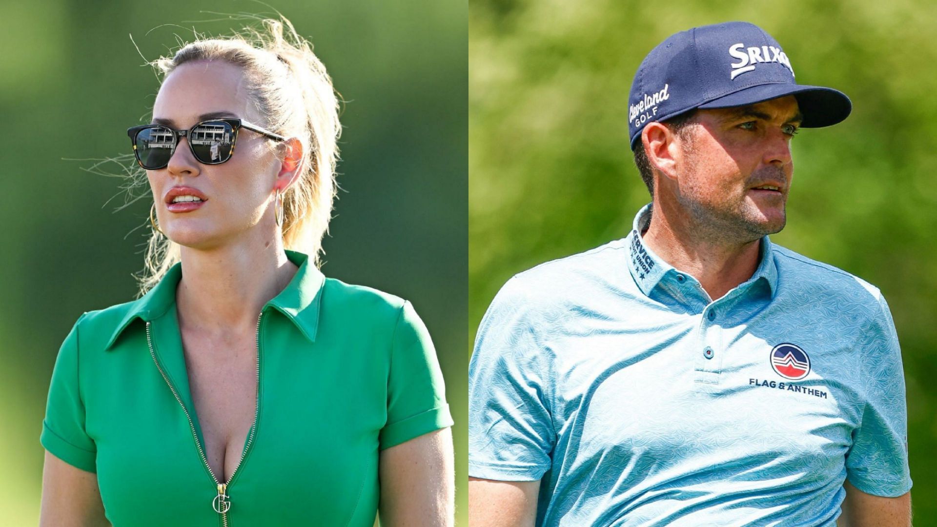 Paige Spiranac (on the left) and Keegan Bradley (on the right) / Source: Getty Images