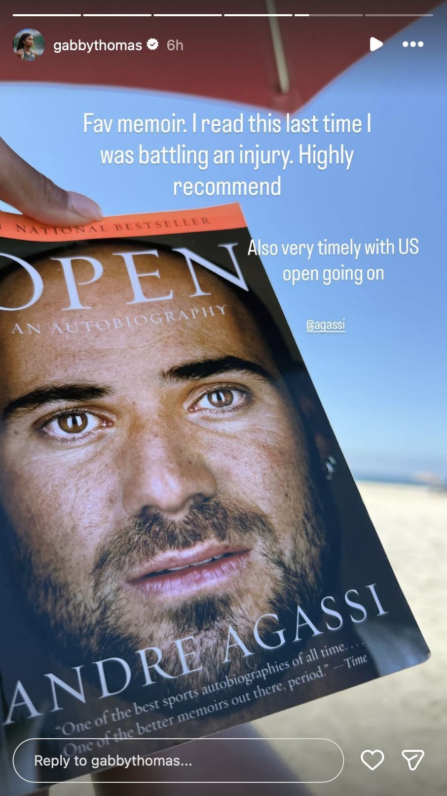 Gabby Thomas gives a shout-out to Andre Agassi | Instagram@gabbythomas