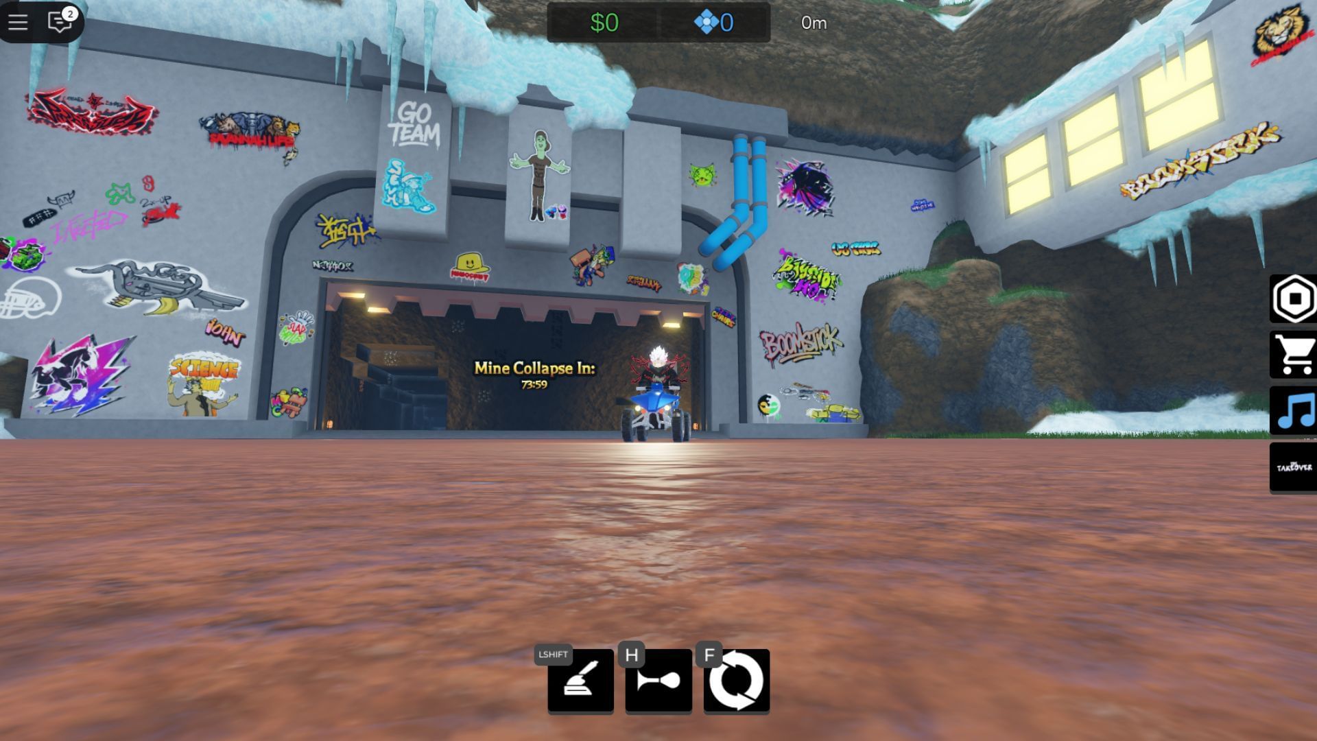 Walls are being spray-painted by players as a new feature of the Takeover event (Image via Roblox)