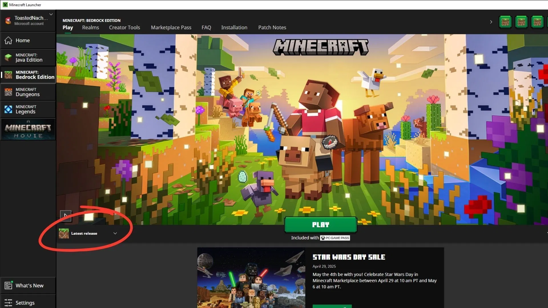 Download the Minecraft Bedrock 1.21.111 update from the official game launcher (Image via Sportskeeda Gaming || Mojang Studios)