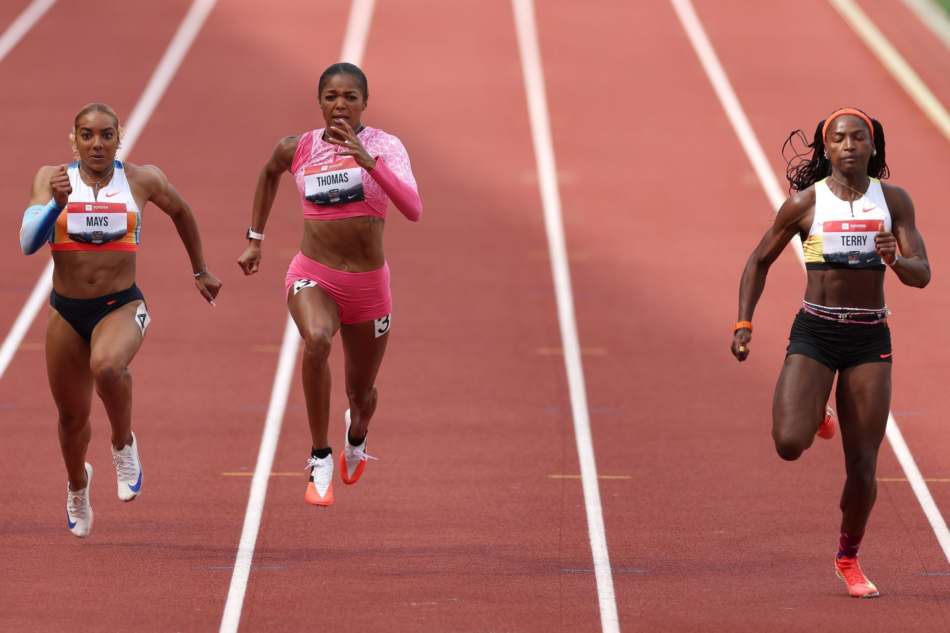 A glimpse of Gabby Thomas&#039; performances this season [Image Source : Getty] 