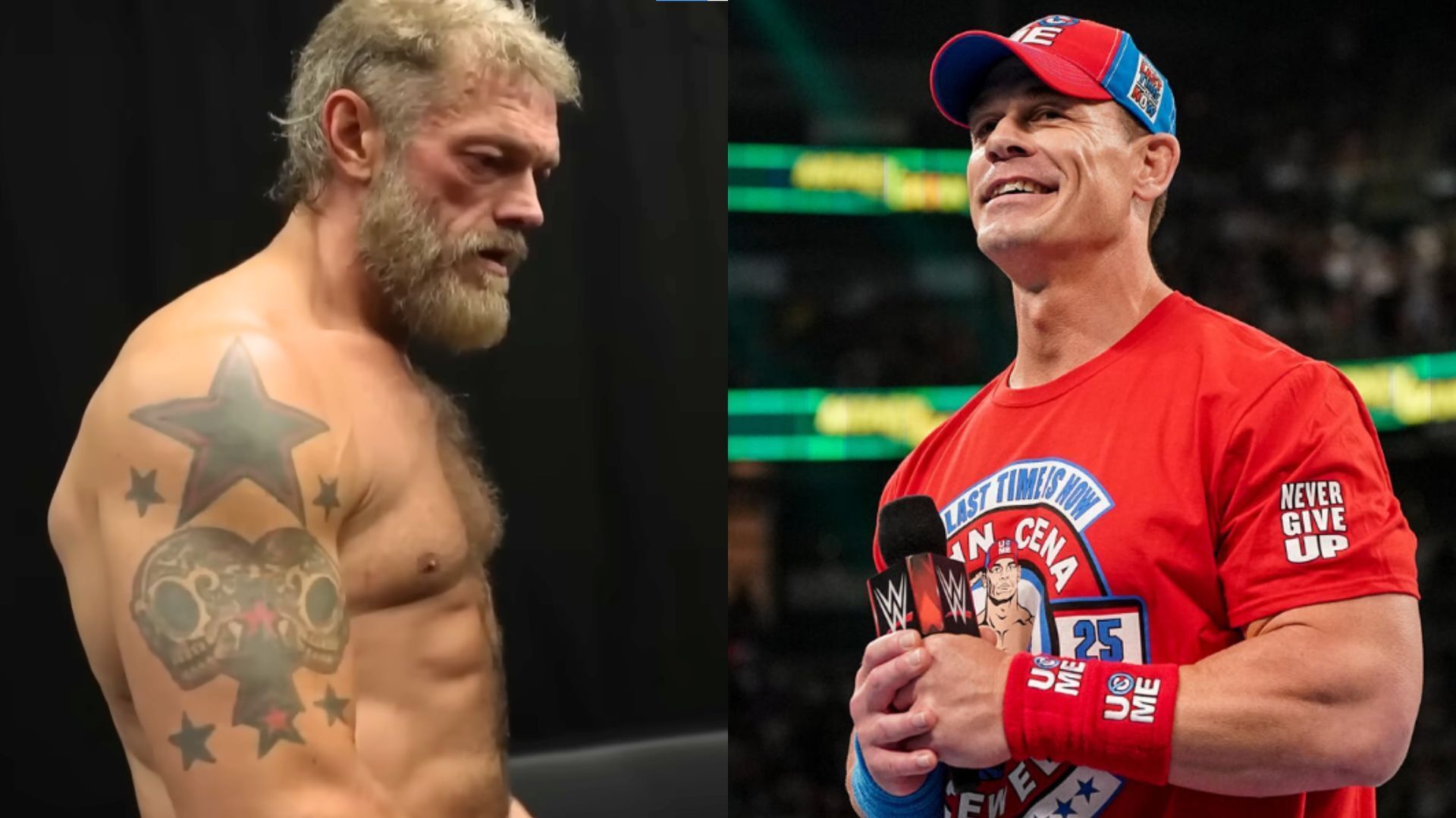 Adam Copeland was formerly known as Edge. (Image via AEW YouTube and WWE.com)