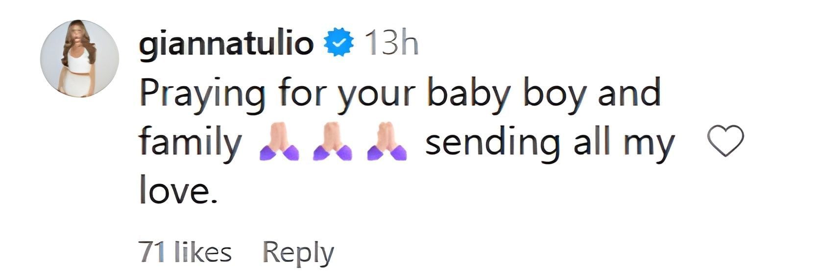 Gianna Tulio&#039;s comment under Alexa Reddick&#039;s Instagram post. Source: Instagram, @alexareddick_