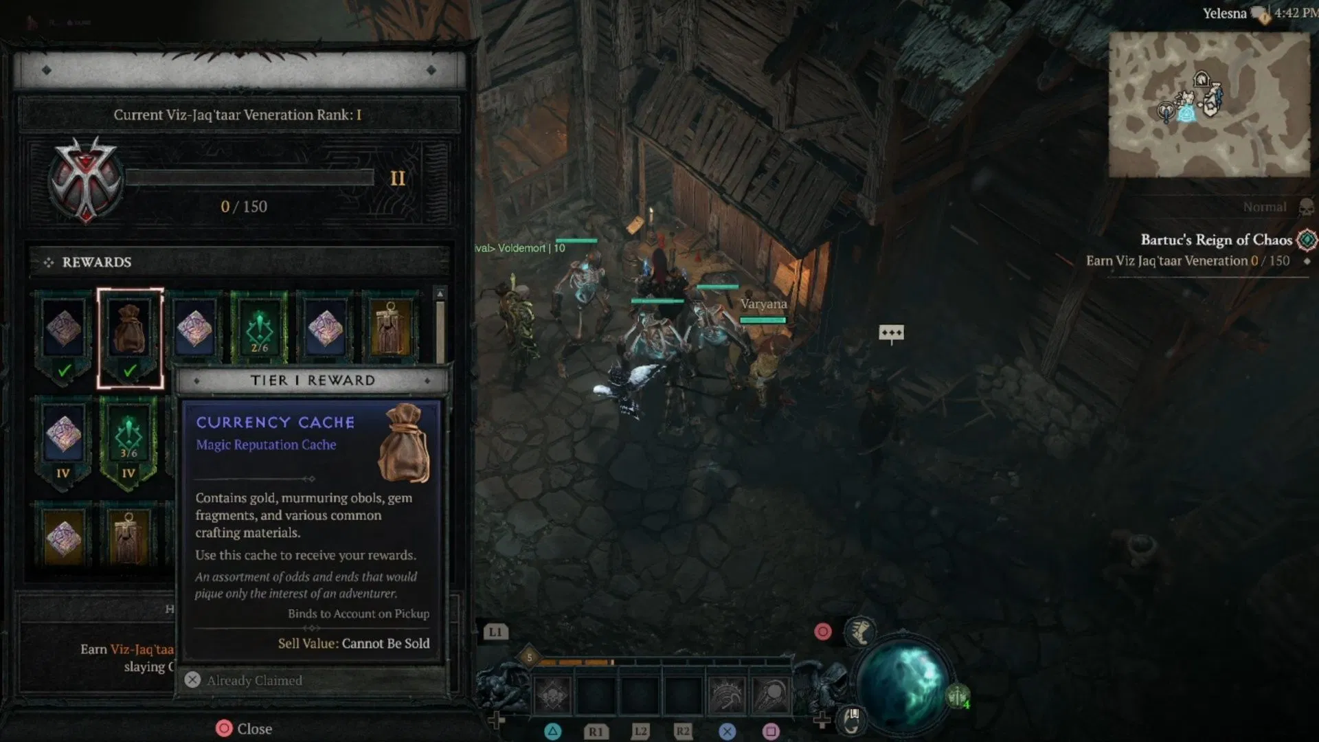 When you arrive in Yelesna, you can pick up your rewards from the Reputation Board (Image via Blizzard Entertainment)