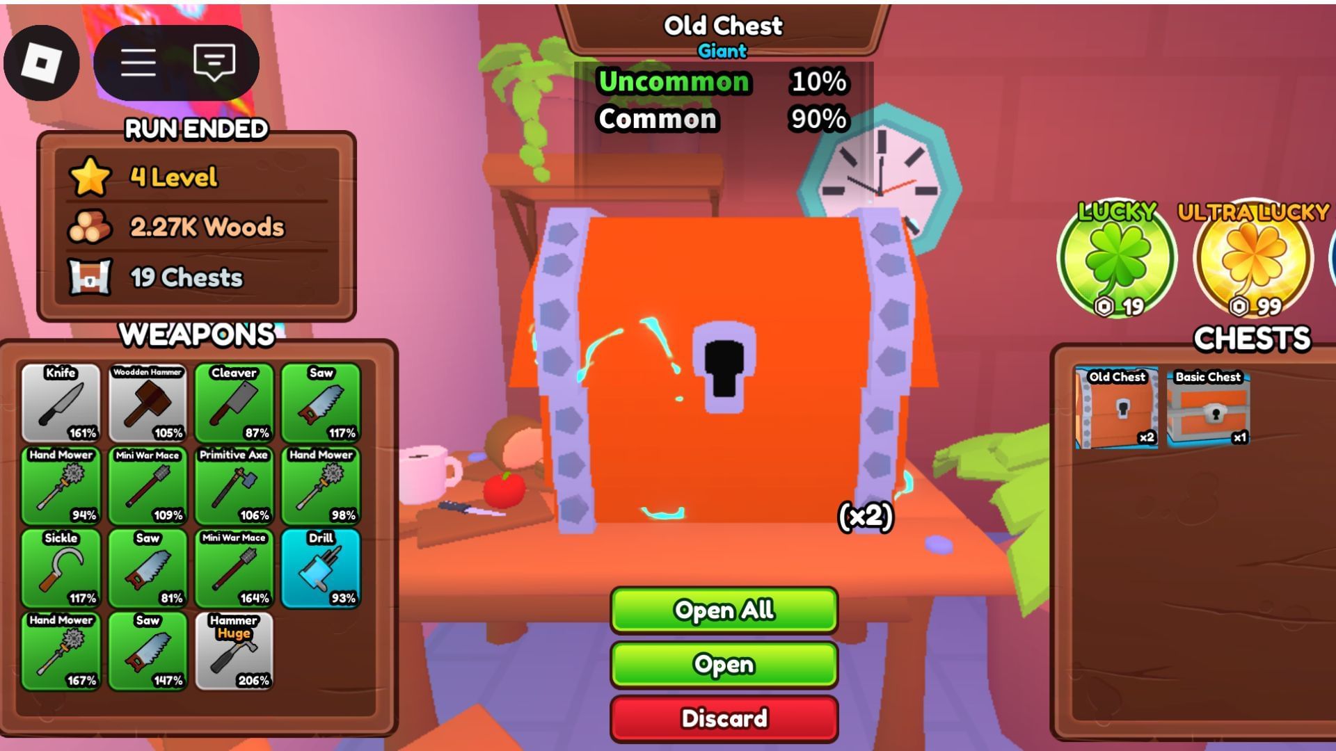 Unlocking chests at Run End (Image via Roblox)
