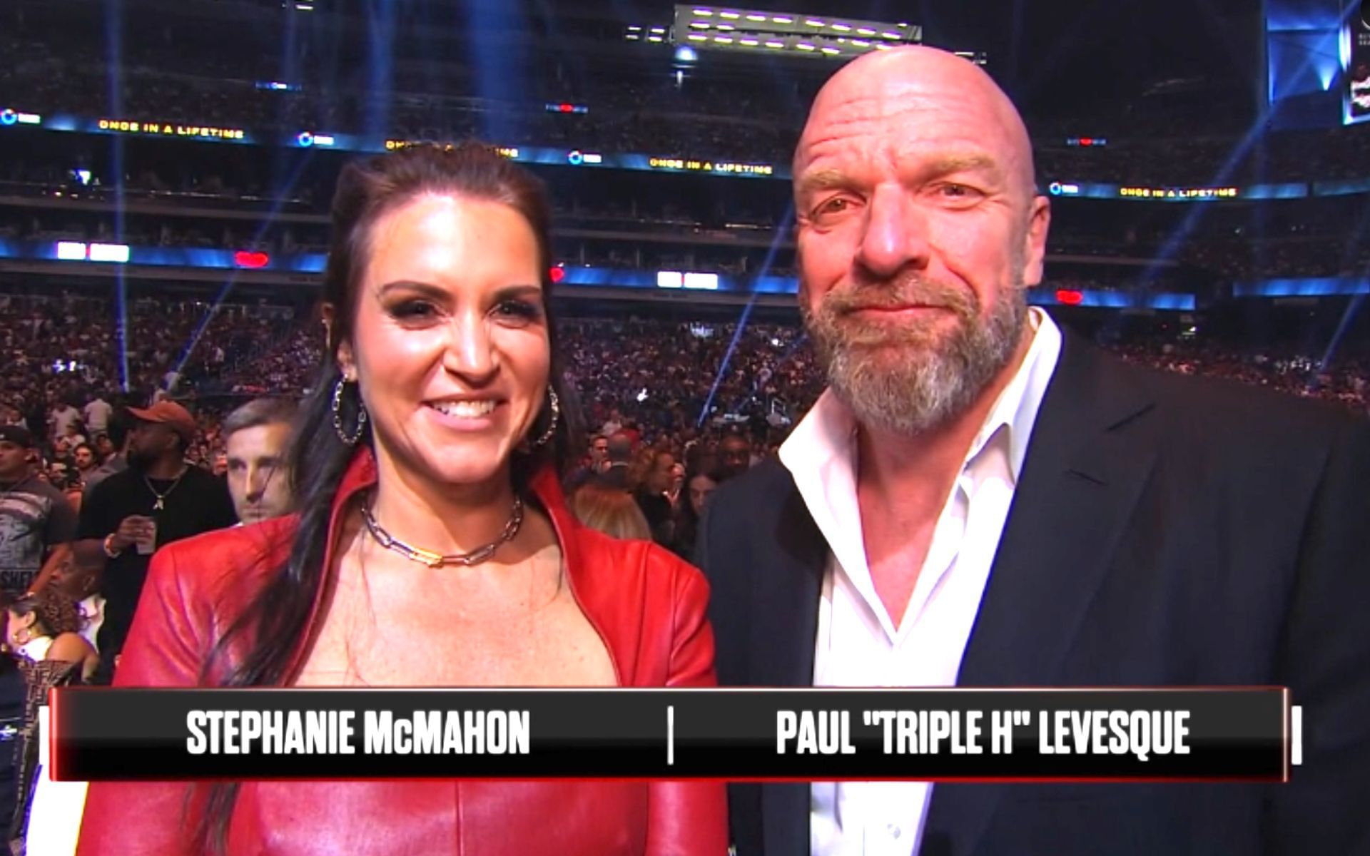 Triple H (right) and his wife Stephanie McMahon (left) in attendance. [Screenshot courtesy: @jedigoodman on X]