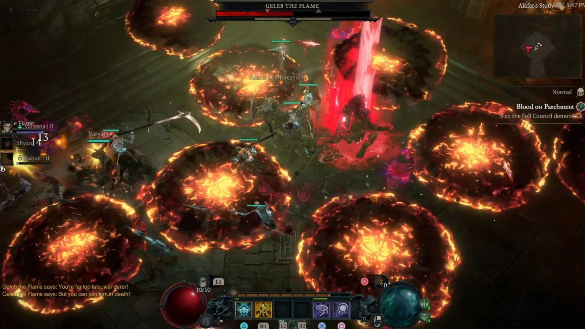 If all the fire attacks weren&#039;t enough, Geleb can teleport too! (Image via Blizzard Entertainment)