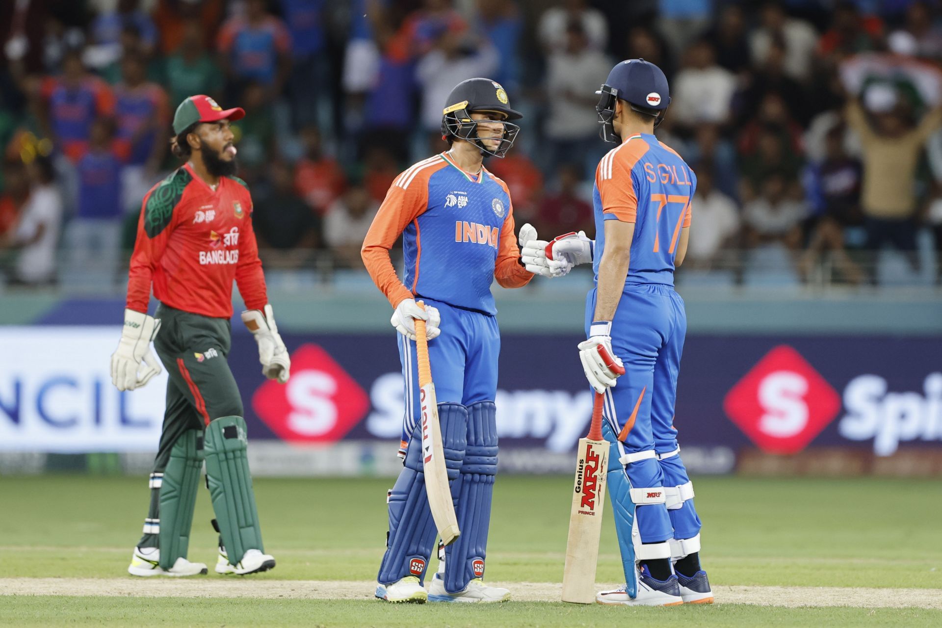 Abhishek Sharma and Shubman Gill stitched together a 77-run opening partnership in just 6.2 overs against Bangladesh. [P/C: Getty]