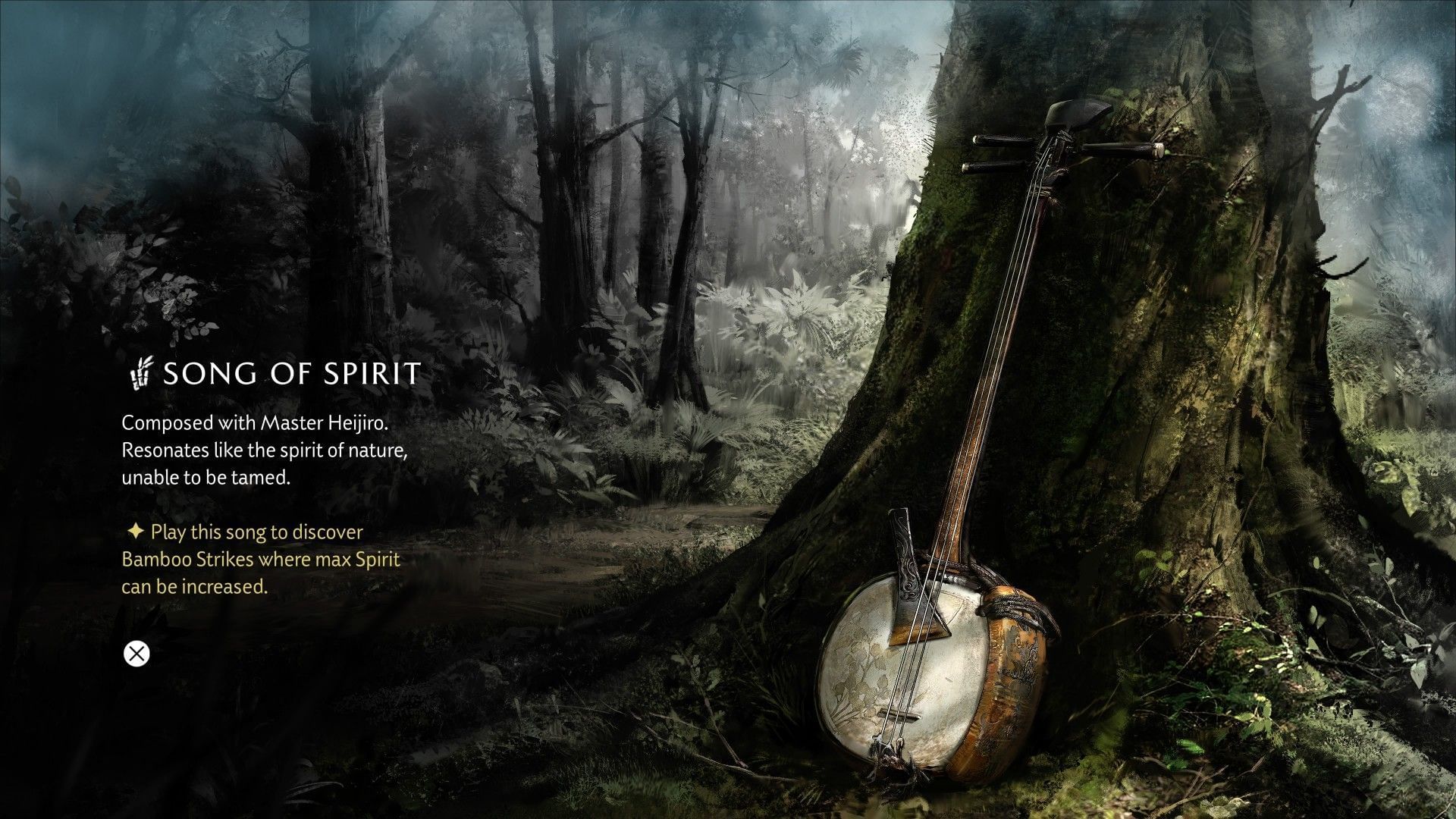 Playing the shamisen in Ghost of Yotei (Image via SK Gaming / Sucker Punch)