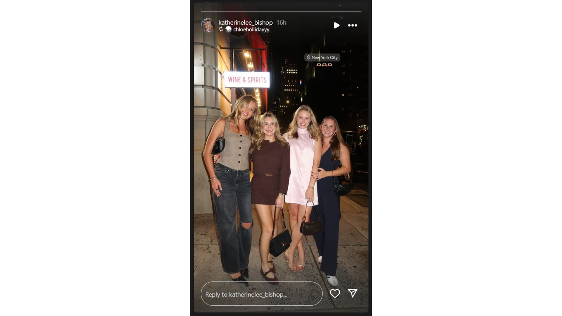Chloe Holliday&#039;s Instagram story reposted by Katherine Lee Bishop (Source: Instagram @katherinelee_bishop)