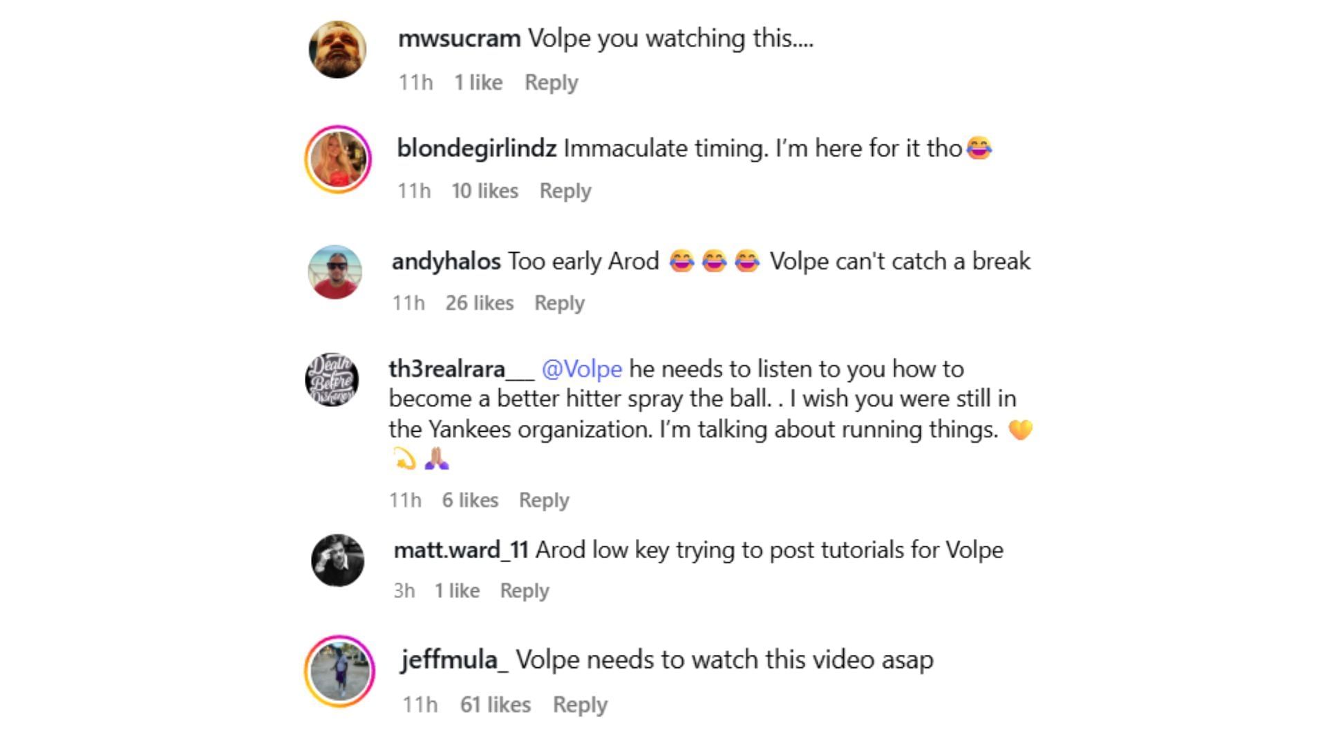 Comments on Alex Rodriguez&#039;s post (Source: Instagram @arod)