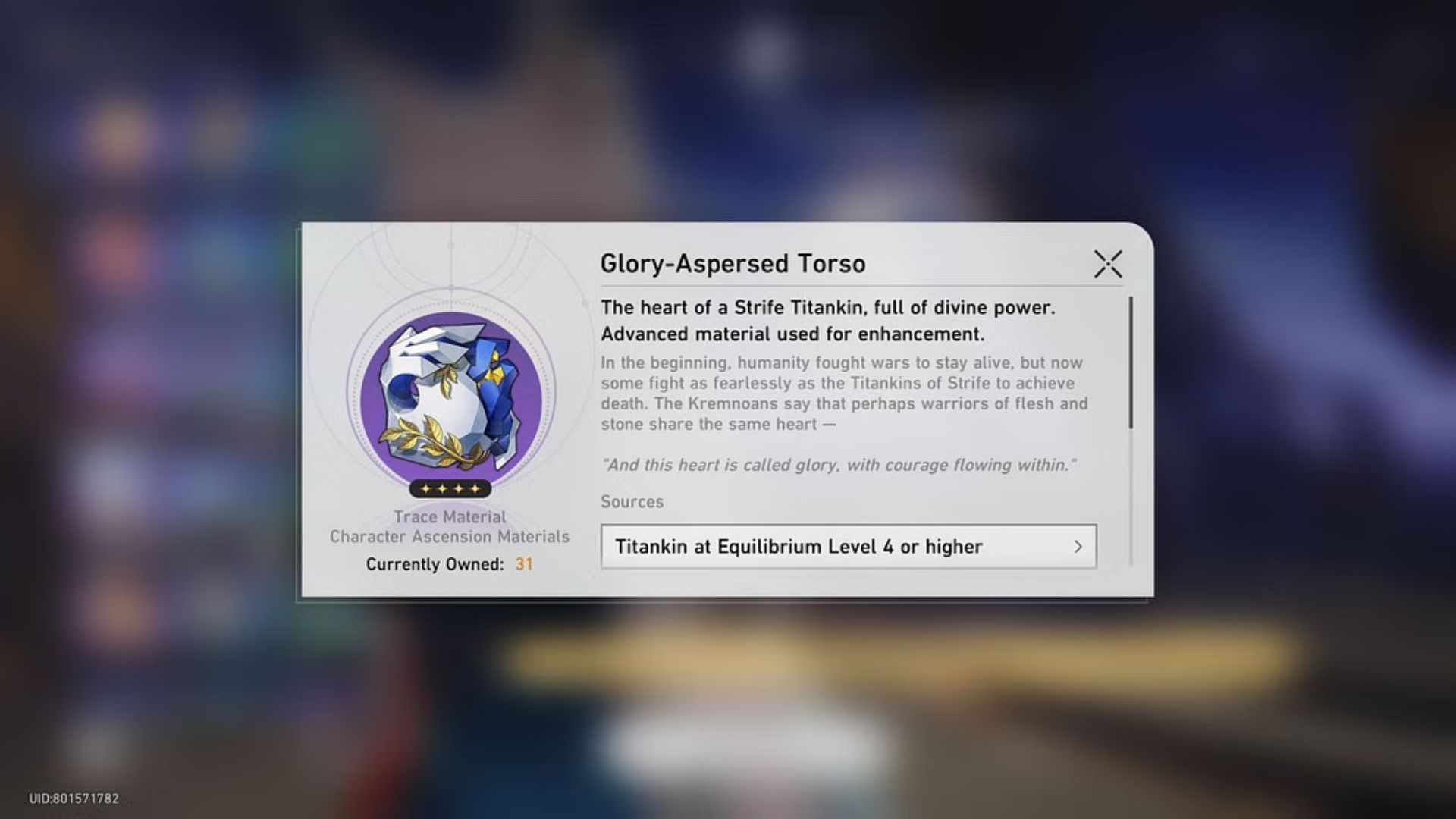 Glory-Aspersed Torso is a 4-star ascension material (Image via HoYoverse)