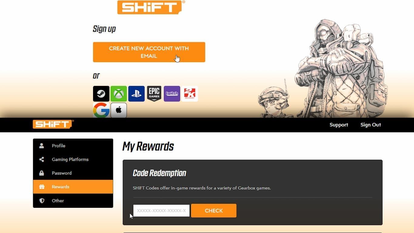 You need to make a Shift account first (Image via Gearbox)