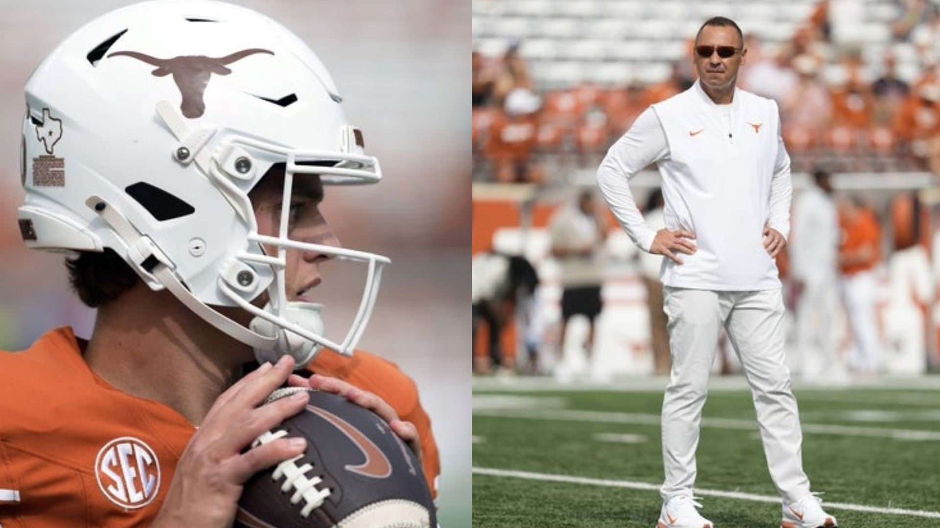 Texas QB Arch Manning and coach Steve Sarkisian