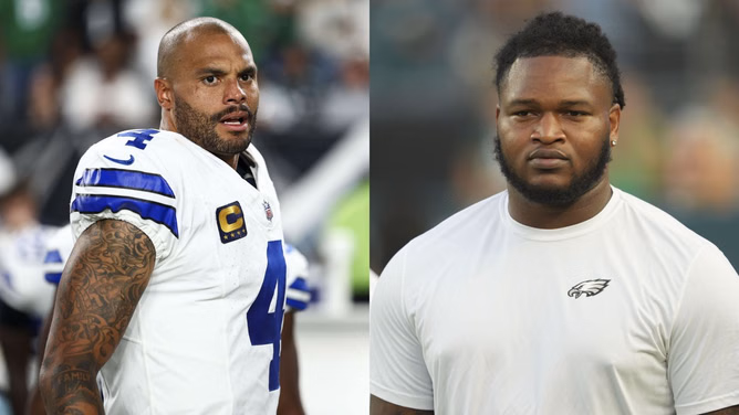 WATCH: Viral unseen video of Dak Prescott spitting on Eagles huddle moments before Jalen Carter's attack against Cowboys QB