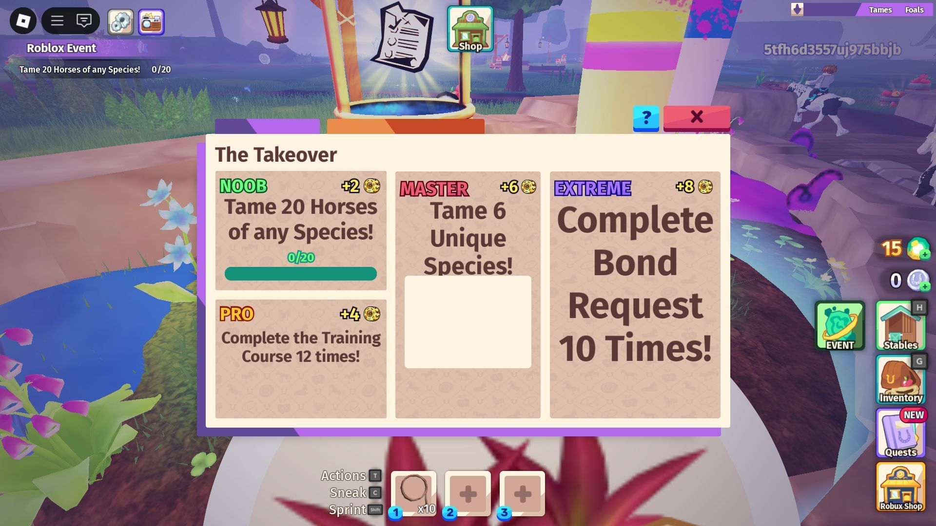 The Takeover challenges (Image via Roblox)