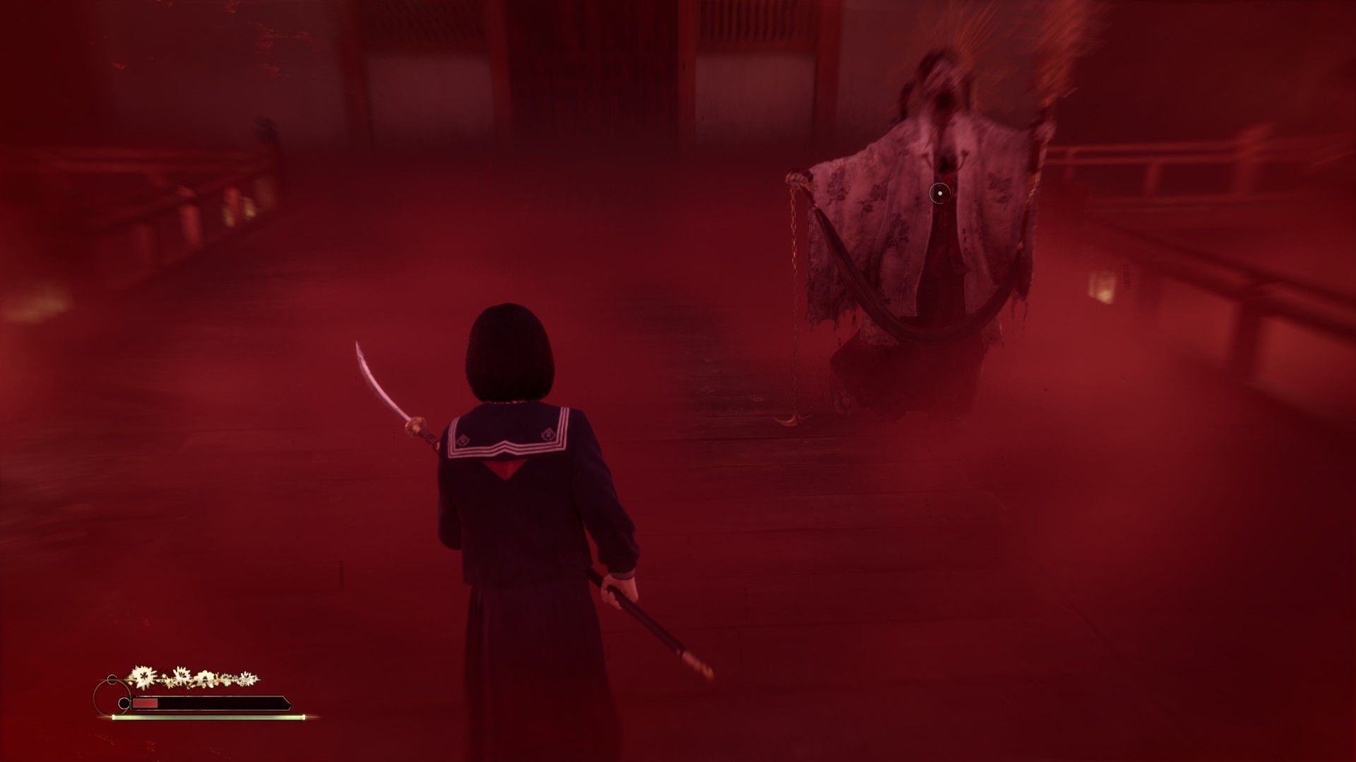 The fight against Sakuko in Silent Hill F (Image via Konami)