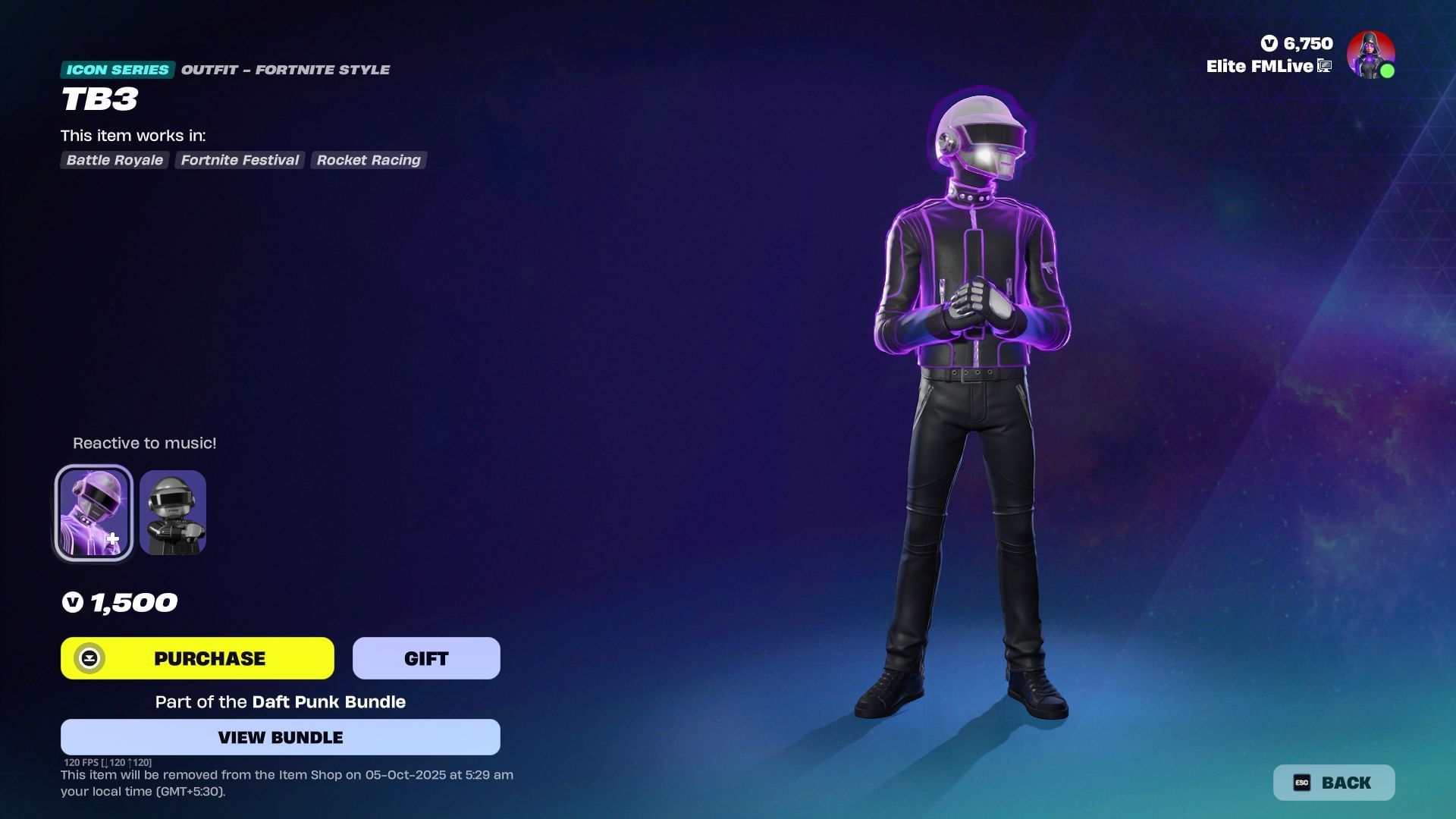The Daft Punk skins in Fortnite will remain listed until October 5, 2025 (Image via Sportskeeda Gaming || Epic Games)