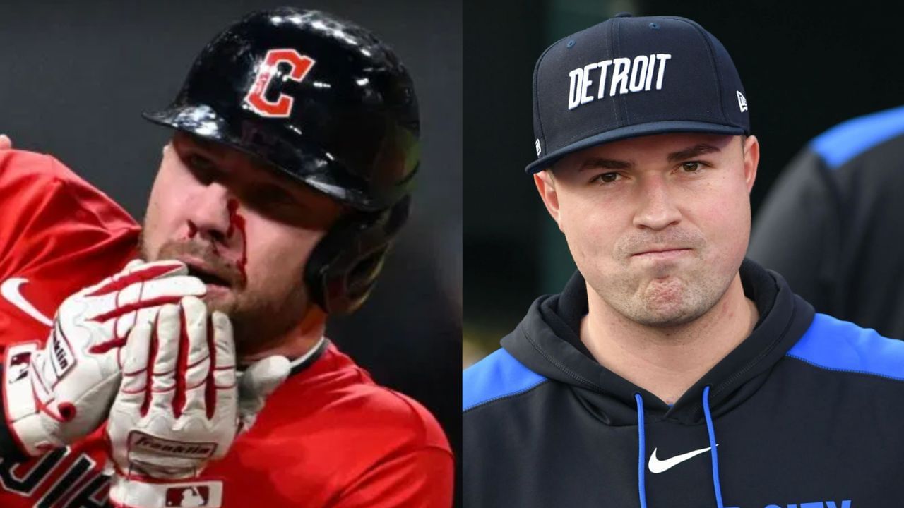 David Fry after getting hit by a pitch on Tuesday (L), Tarik Skubal (R) (Images from - Getty)