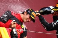 Carlos Sainz of Ferrari and Lewis Hamilton of Mercedes at Silverstone, 2022. Source: Getty