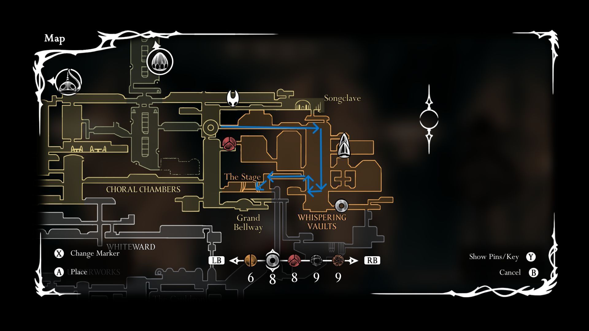 Path to reach The Stage in Hollow Knight Silksong Act 2 (Image via SK Gaming || Team Cherry)