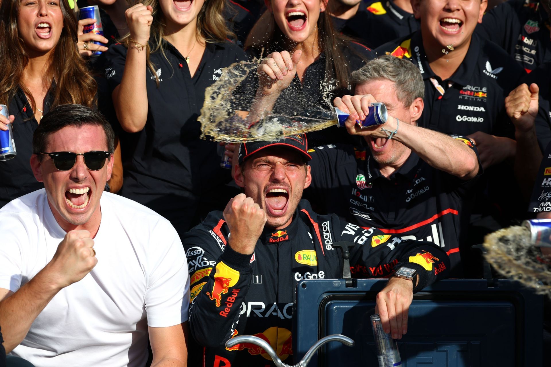 Max Verstappen is celebrating his victory at the 2025 F1 Grand Prix of Italy with the Red Bull garage - Source: Getty