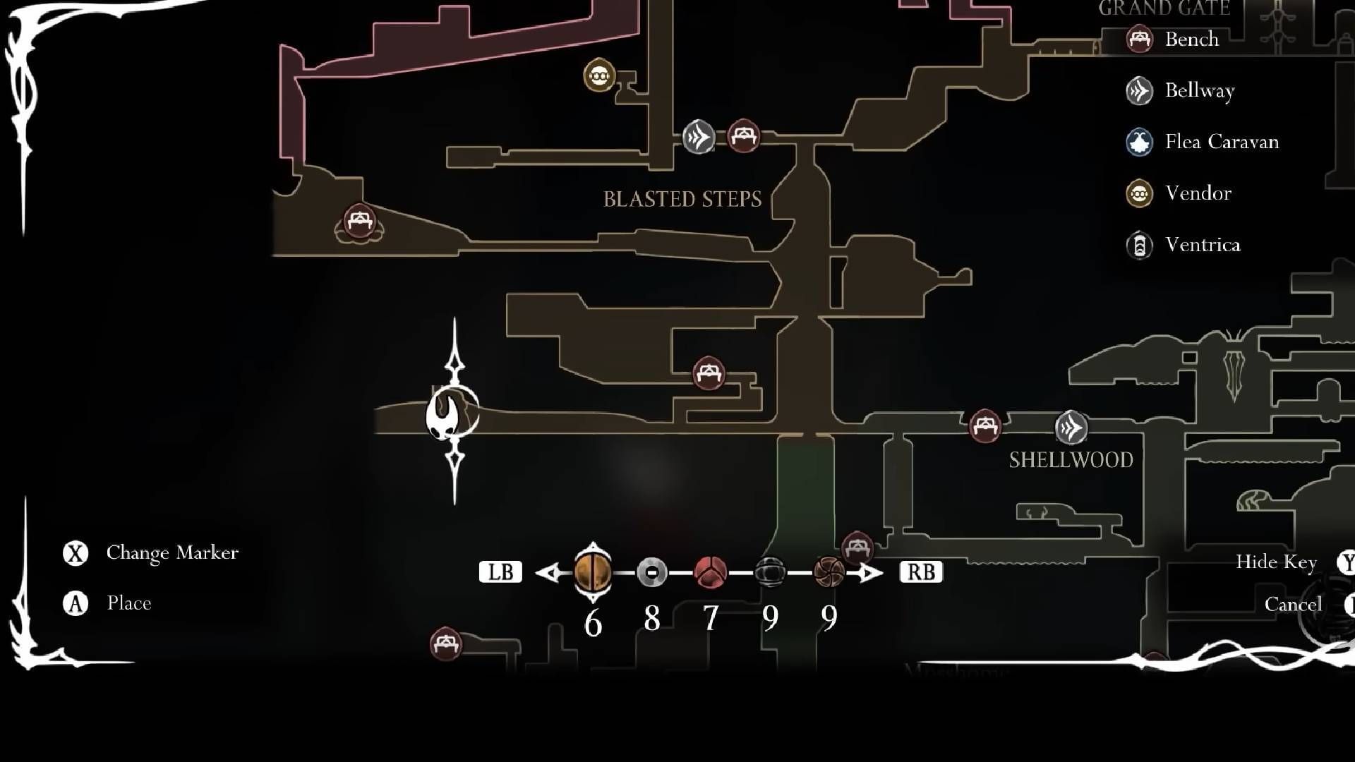 Start from the location in Blasted Steps from Hollow Knight Silksong (Image via Team Cherry || YouTube@Game Guides Channel)