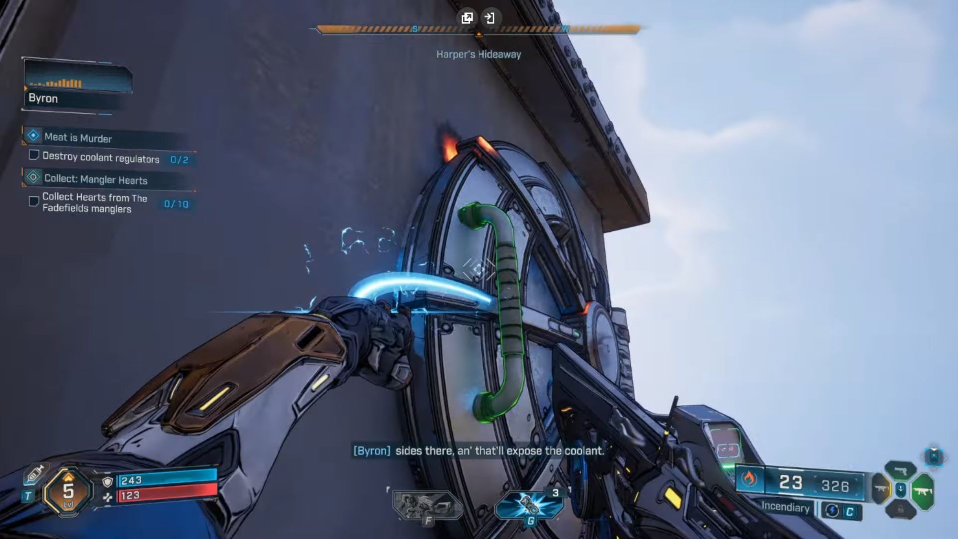 Grapple these doors open, and then blast the regulators. Make sure you&#039;re ready for a fight though (Image via 2K Games/YouTube@WoWQuests)