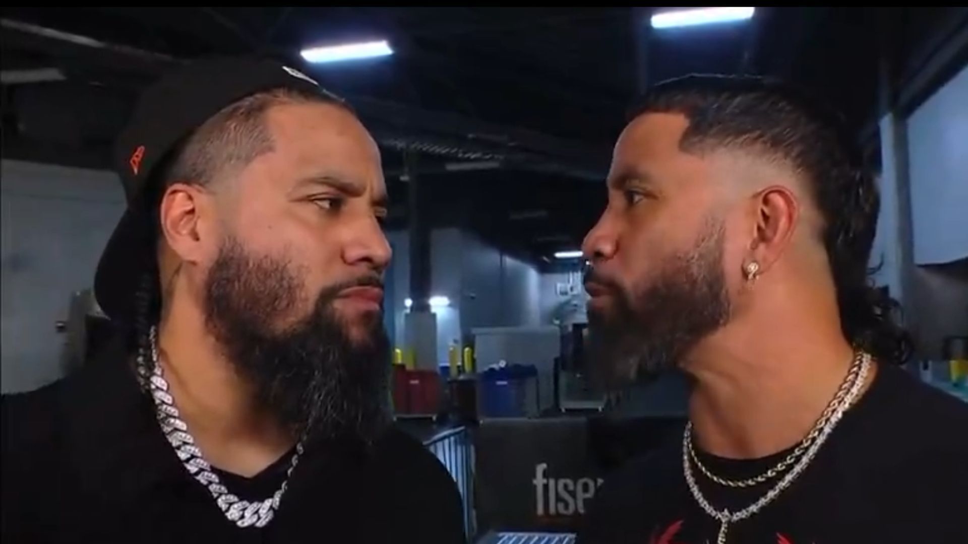 Jey and Jimmy Uso are not on the same page (Credit: WWE.com)
