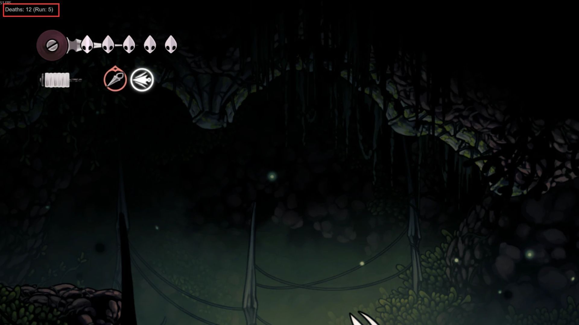 Death counter in the left corner (Image via Nexus Mods || Team Cherry)