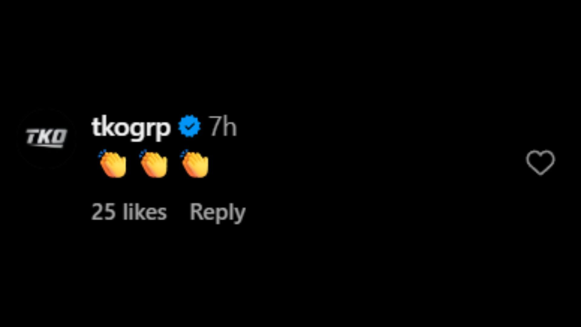 Screenshot of TKO Group&#039;s comment. [Image credit: The Rock&#039;s Instagram]