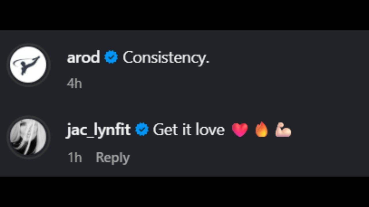 Screenshot of Jaclyn Cordeiro&#039;s comment on Alex Rodriguez&#039;s Instagram post (Image from - Instagram.com/@arod)