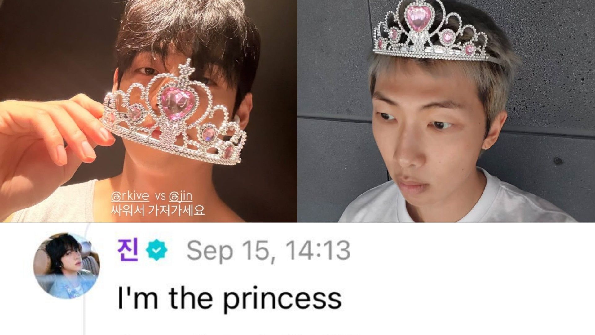 Posts of V, RM and Jin (Image via Instagram/@thv, @rkive and Weverse/BTS)