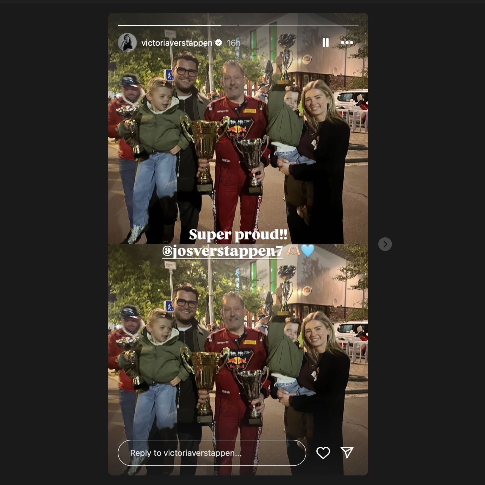 Screengrab of Victoria Verstappen&#039;s Instagram story [via Instagram/@victoriaverstappen]