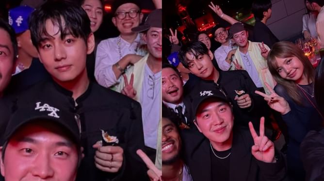 "Him and his gimbap against the world"- Internet cracks up at BTS' Taehyung proudly holding onto the half-eaten snack in viral 2025 Frieze Seoul photo