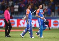 Suryakumar Yadav and Shubman Gill leave the field after win over Sri Lanka. (Credits: Getty)