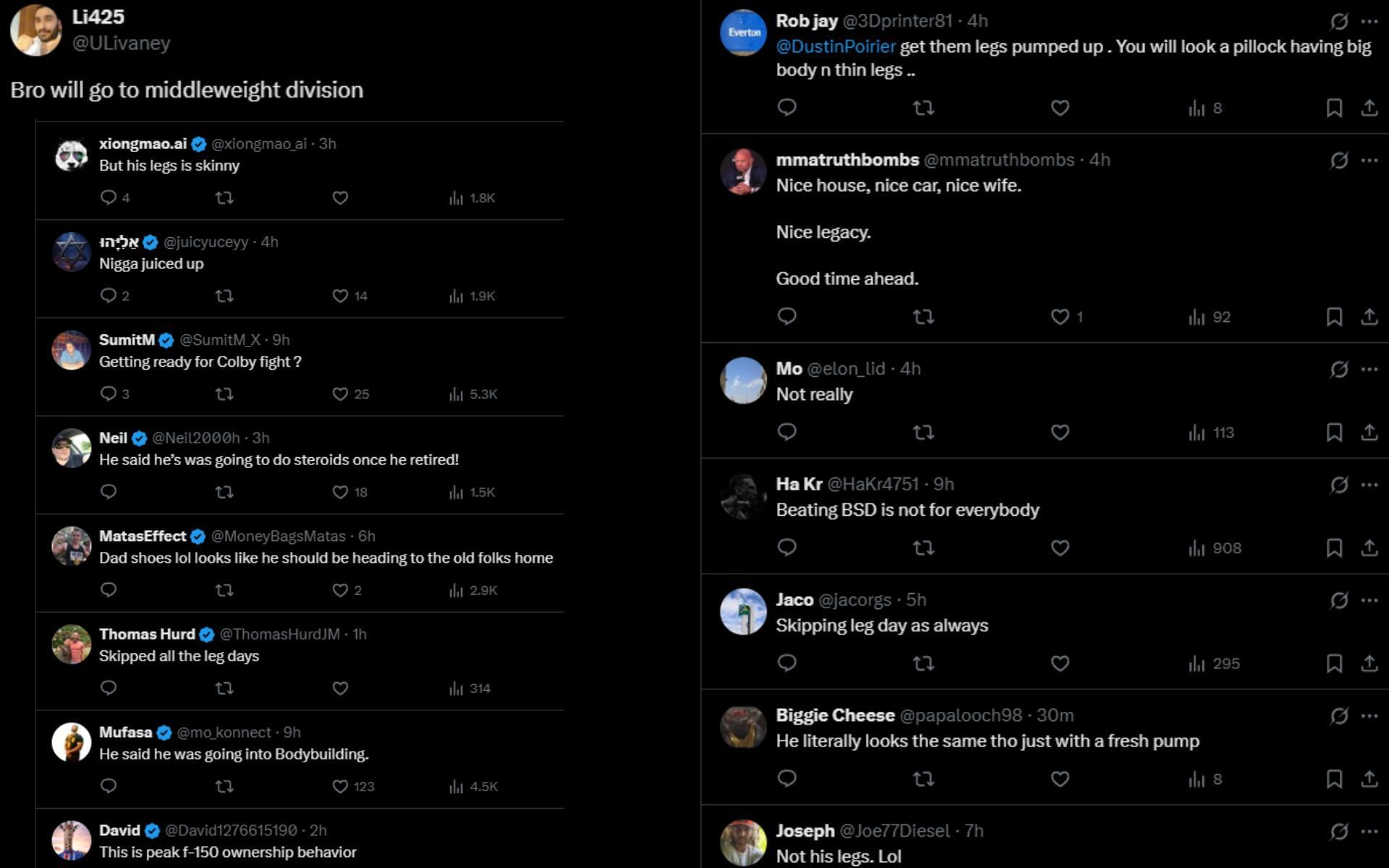 Fans react to Dustin Poirier&#039;s new look. [Screenshots courtesy: @RedCorner_MMA on X]