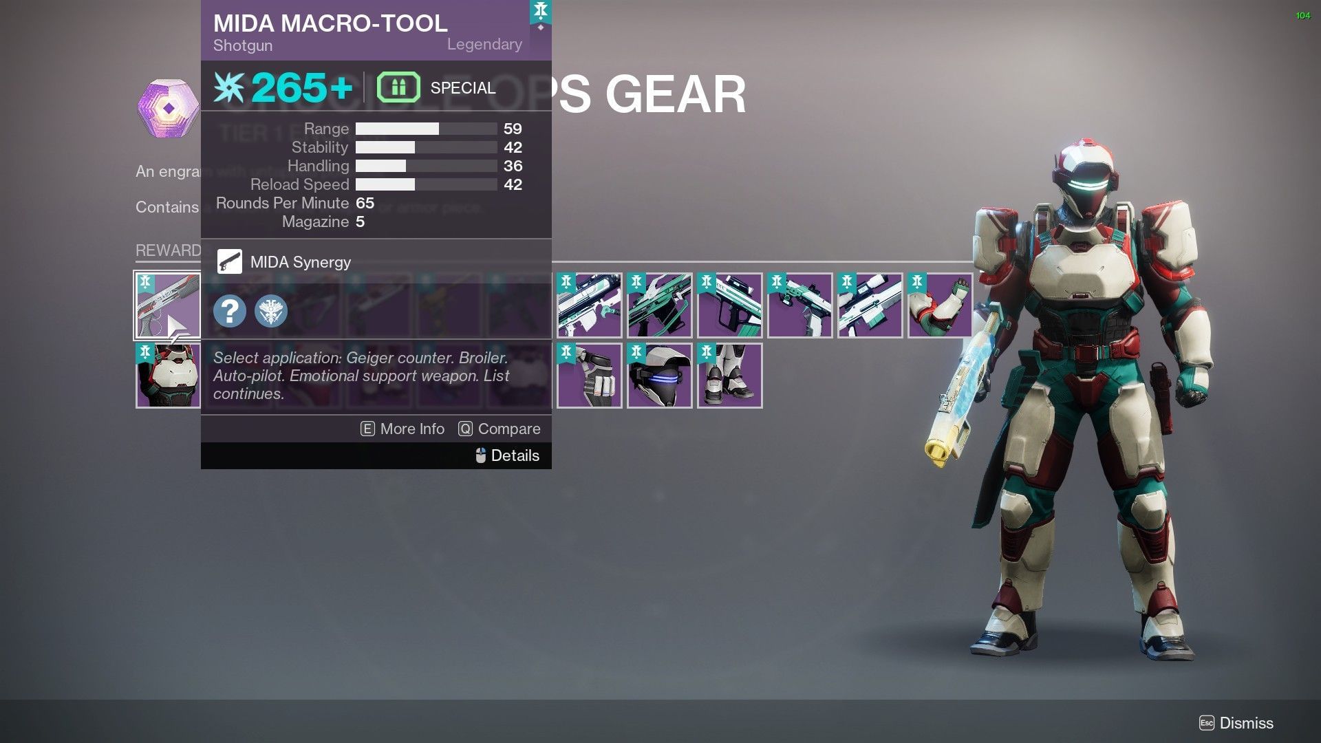 Mida Macro-Tool in Crucible Ops loot pool (Image via Bungie)